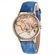 Fashion Women's World Map Cowboy Band Analog Quartz Wrist Watch